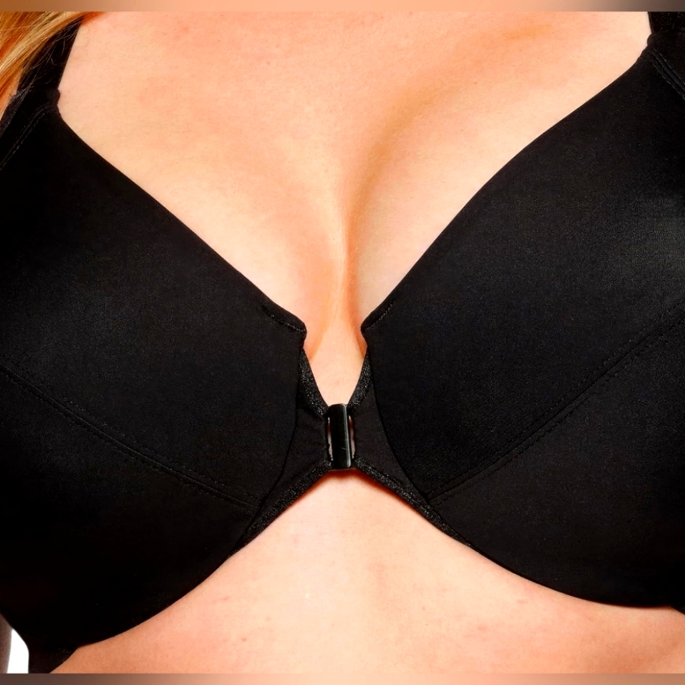 Glamorise Women's Plus Size Front-Closure Wonderwire Black Bra Underwire 46H - Picture 9 of 9
